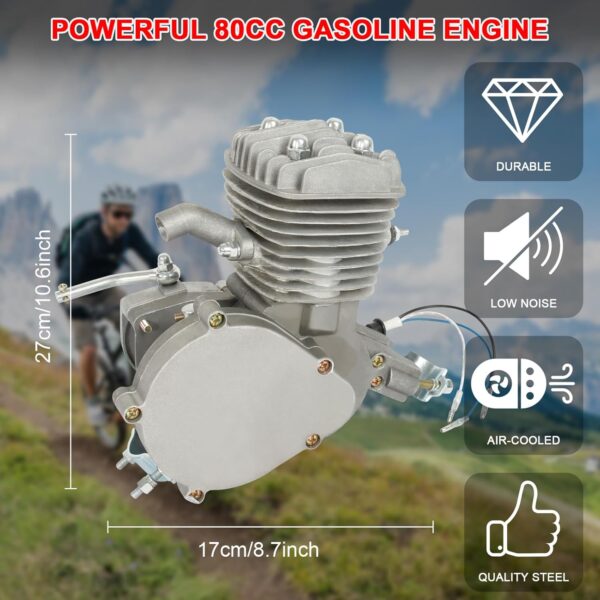 80cc Bicycle Engine Kit 2-Stroke Motorized Bicycle Kit Fit for 26" Bikes Gas Motor Kit Engine Set - Image 2