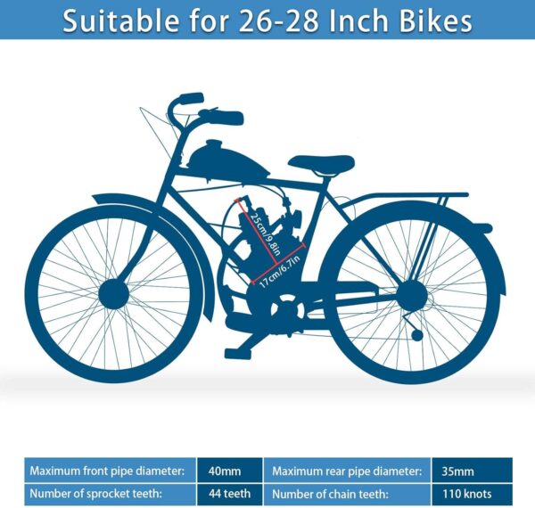 Bike Motor Kit 80cc Motorized Bike Kit with Wired Digital Computer 2 Stroke Bicycle Engine Kit Fit for 26-28" Bikes - Image 4