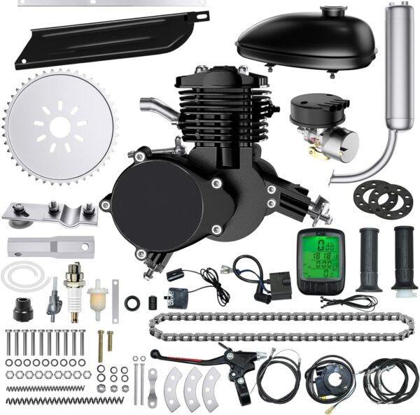 Bike Motor Kit 80cc Motorized with Wired Digital Computer 2 Stroke Bicycle Engine Kit Fit for 26-28" Bikes