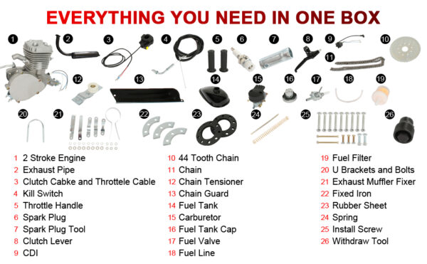 80cc Bicycle Engine Kit 2-Stroke Motorized Bicycle Kit Fit for 26" Bikes Gas Motor Kit Engine Set - Image 4